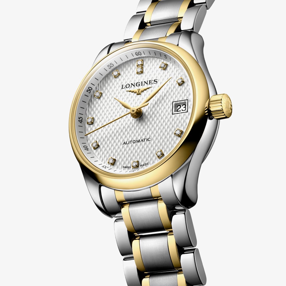 Longines Ladies Master Diamond Set Silver Dial Two Colour Bracelet Watch L2.128.5.77.7