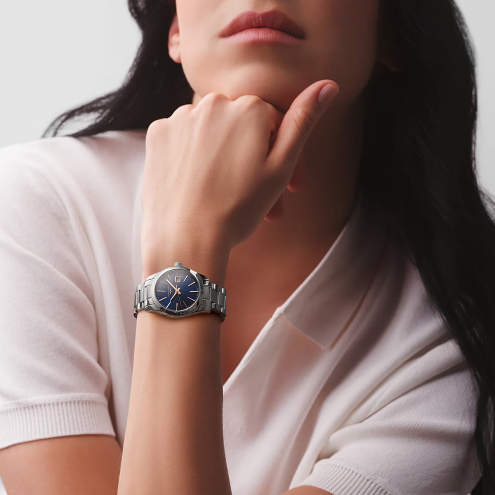 Longines Ladies Conquest Blue Dial Silver Bracelet Watch L2.286.4.92.6