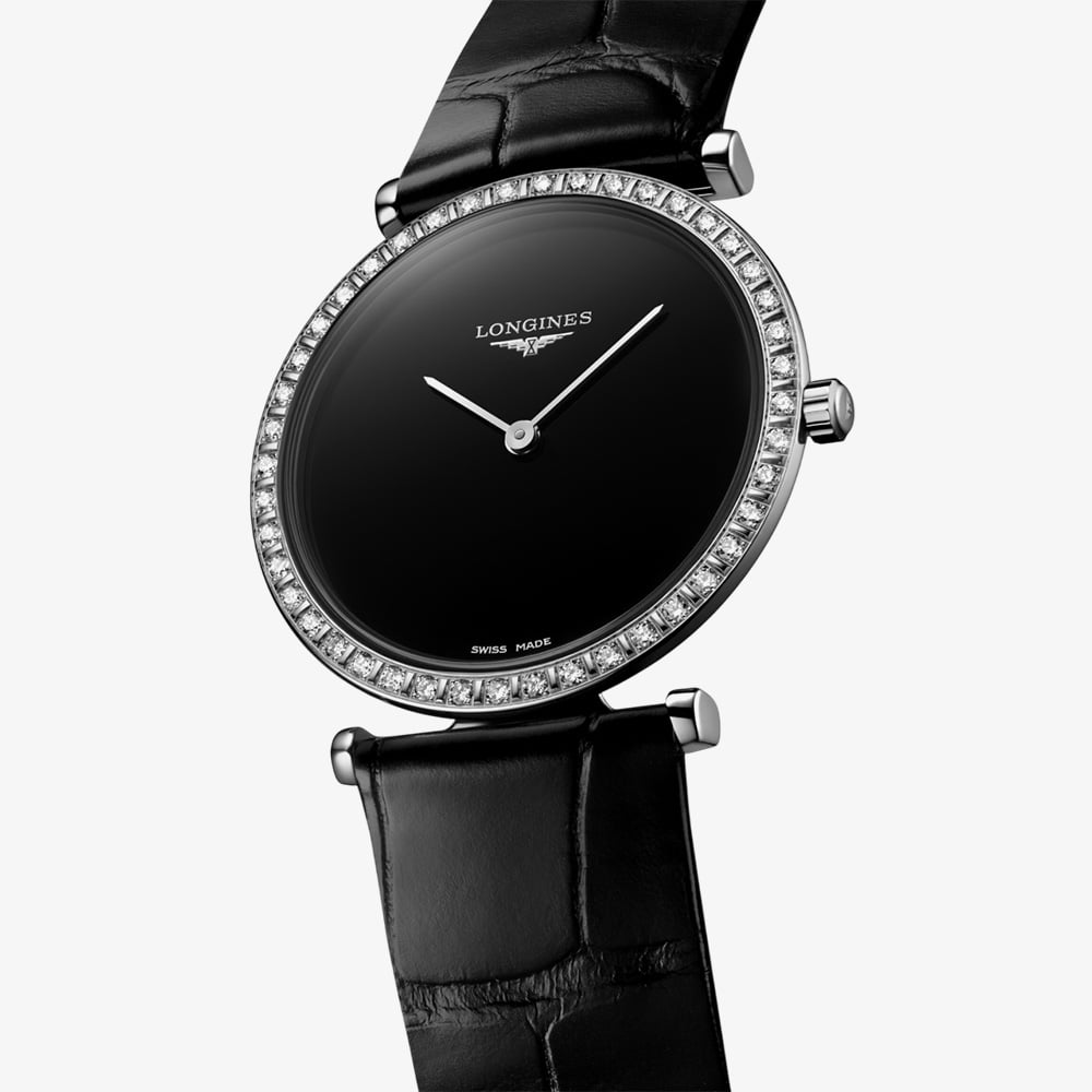 Longines Ladies La Grande Classique Black Diamond Bezel Watch L4.523.0.50.2