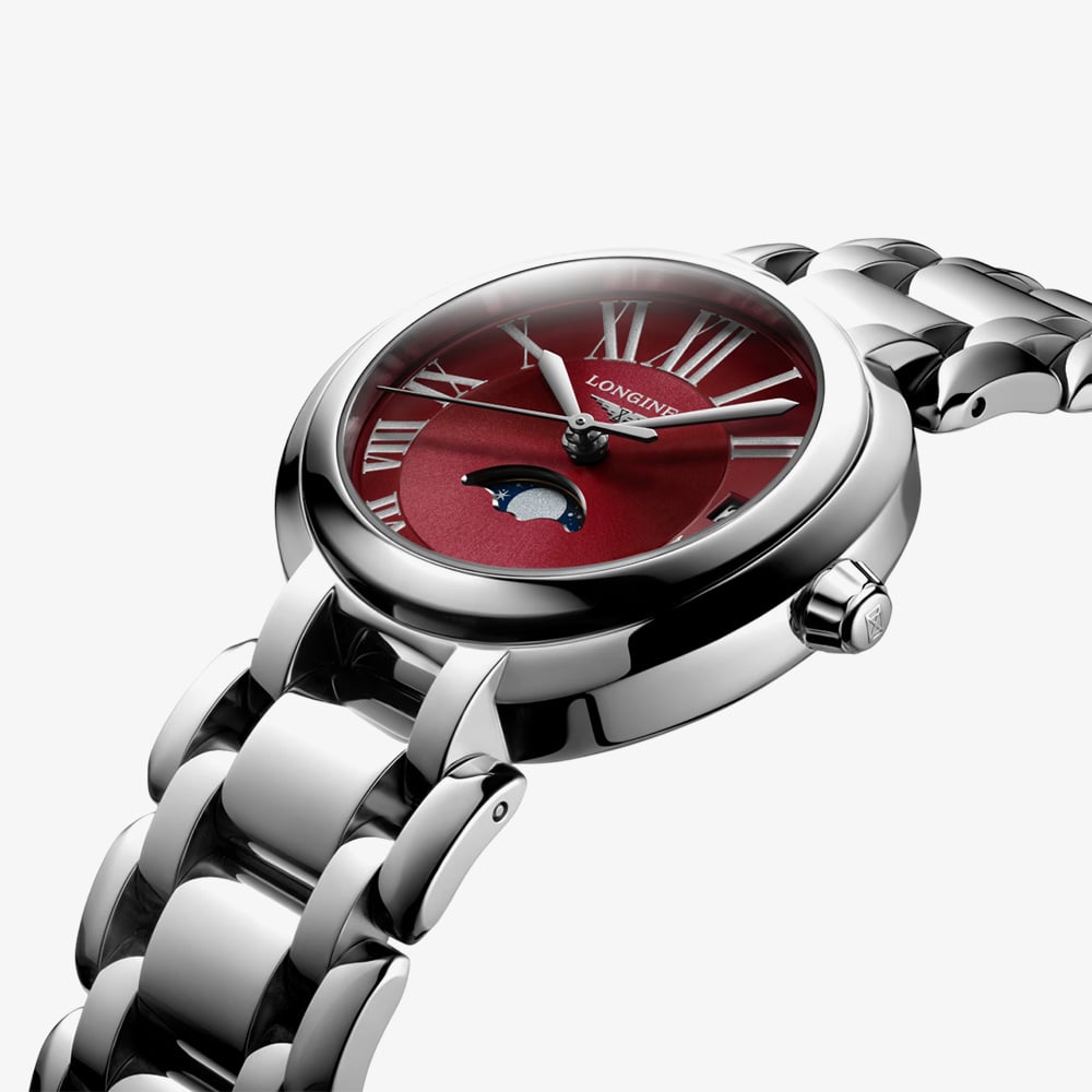 Longines Ladies Primaluna Stainless Steel Red Watch L8.115.4.92.6