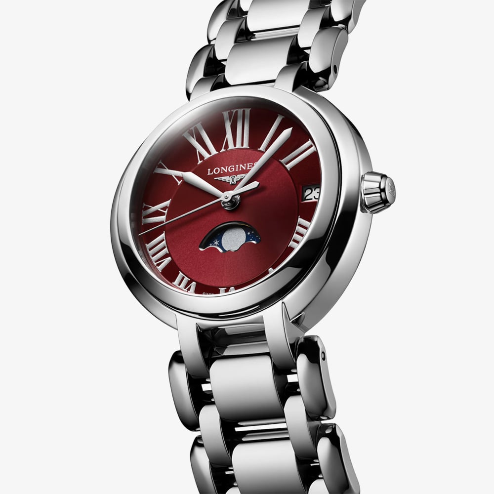 Longines Ladies Primaluna Stainless Steel Red Watch L8.115.4.92.6