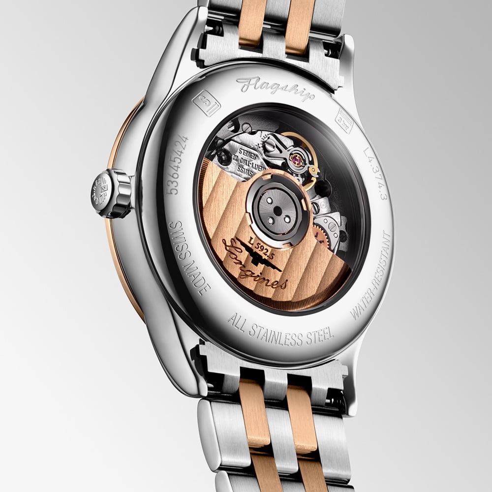 Longines Ladies Flagship Rose Gold Plated Two Tone Watch L4.374.3.78.7