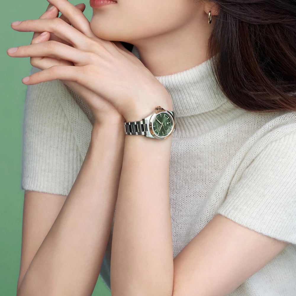 Longines Ladies Conquest Automatic Green Dial Watch L3.320.5.02.6