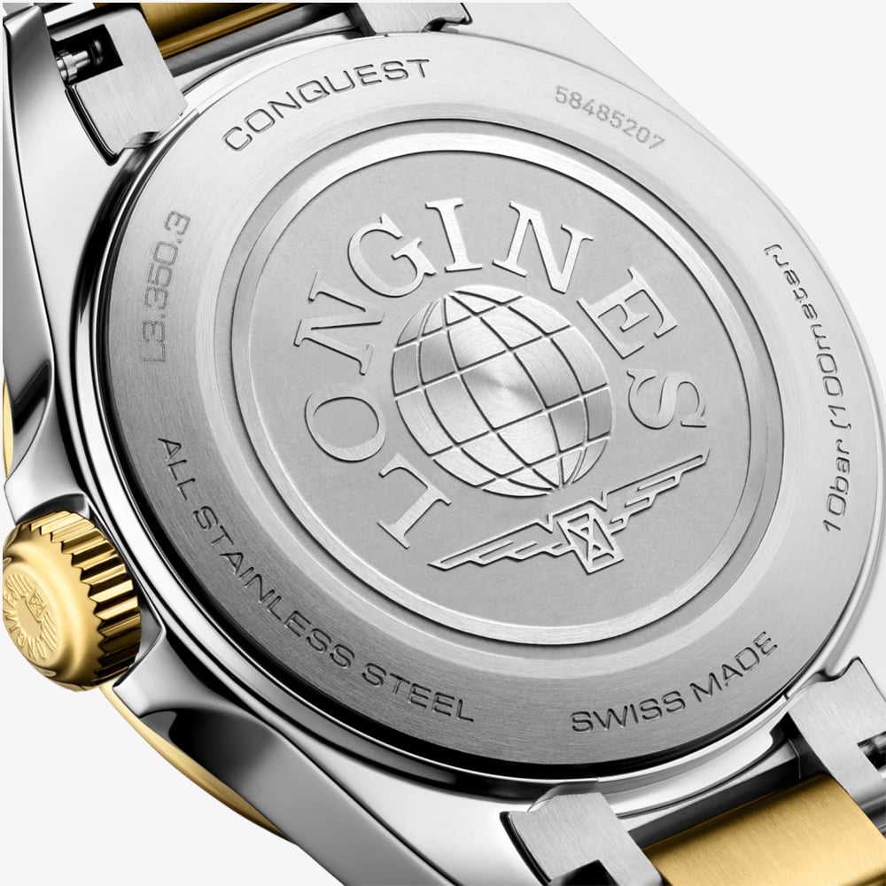Longines Ladies Conquest White Dial Two-Tone Stainless Steel Bracelet Watch L3.350.3.12.7