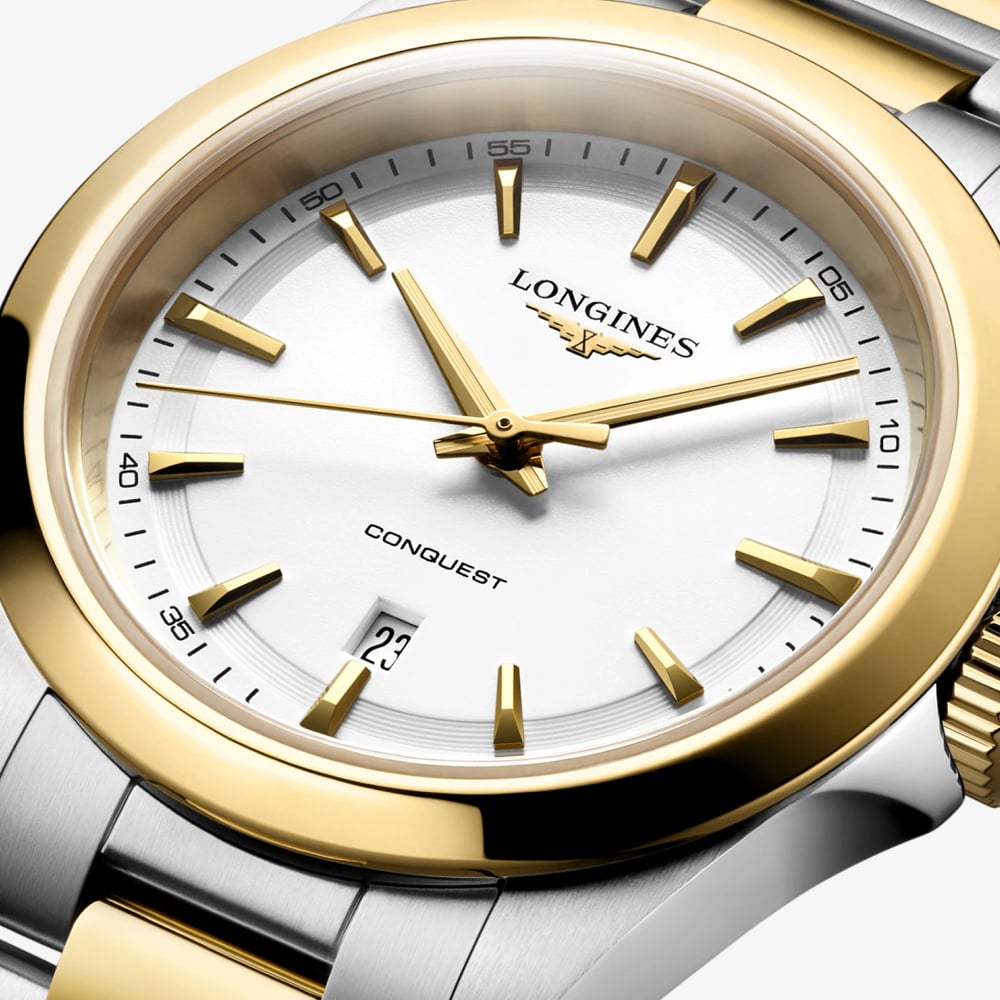 Longines Ladies Conquest White Dial Two-Tone Stainless Steel Bracelet Watch L3.350.3.12.7