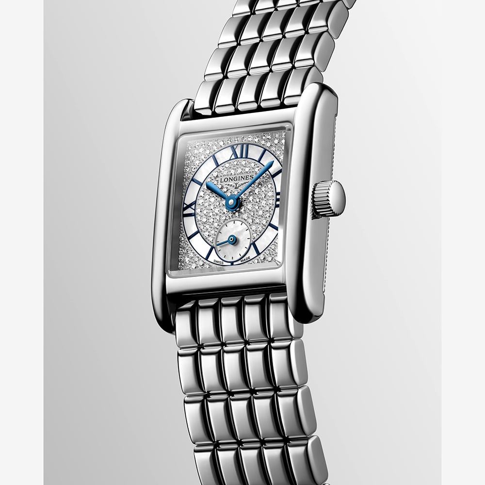 Longines Ladies Mini Dolcevita Silver Diamond Dial Bracelet Watch L5.200.4.87.6