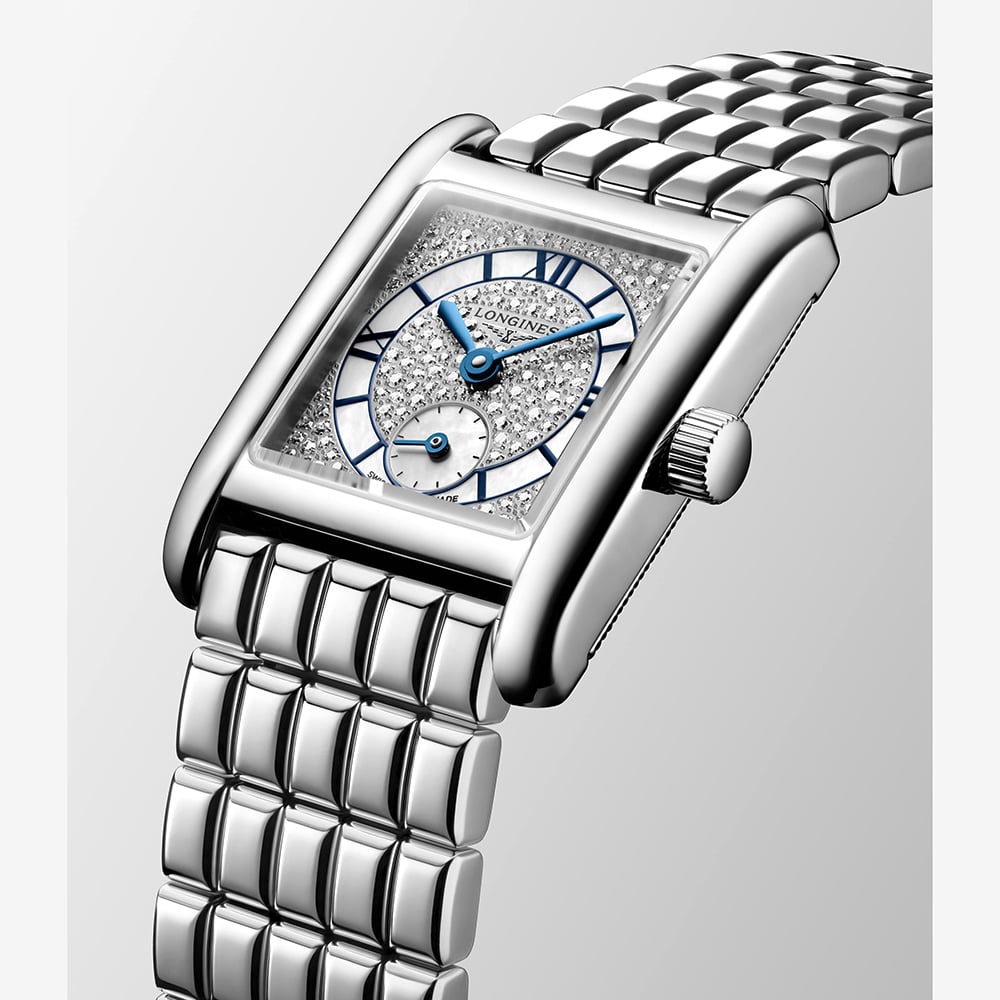 Longines Ladies Mini Dolcevita Silver Diamond Dial Bracelet Watch L5.200.4.87.6