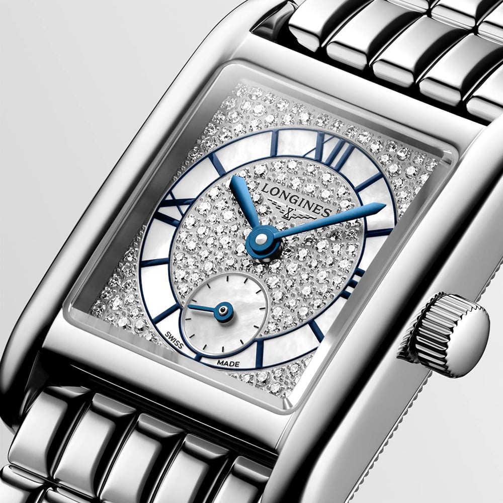 Longines Ladies Mini Dolcevita Silver Diamond Dial Bracelet Watch L5.200.4.87.6