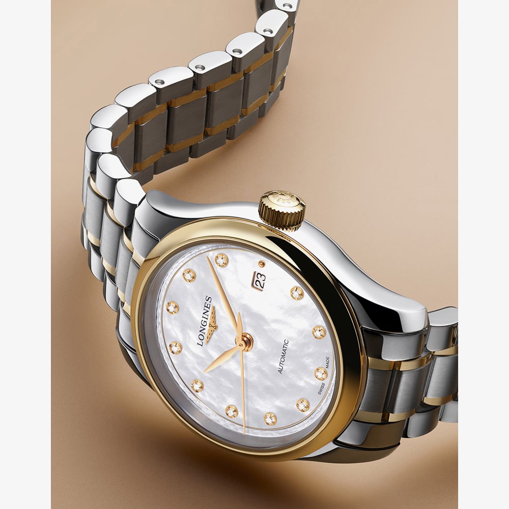 Longines Ladies Master Two Tone Diamond & Mother of Pearl Dial Bracelet  Watch L2.449.5.87.7