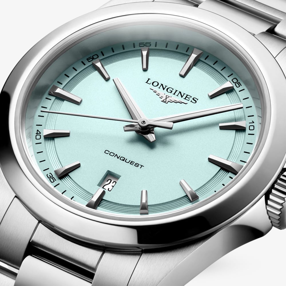 Longines Ladies Conquest Ice Blue Dial Stainless Steel Bracelet Watch L3.350.4.92.6