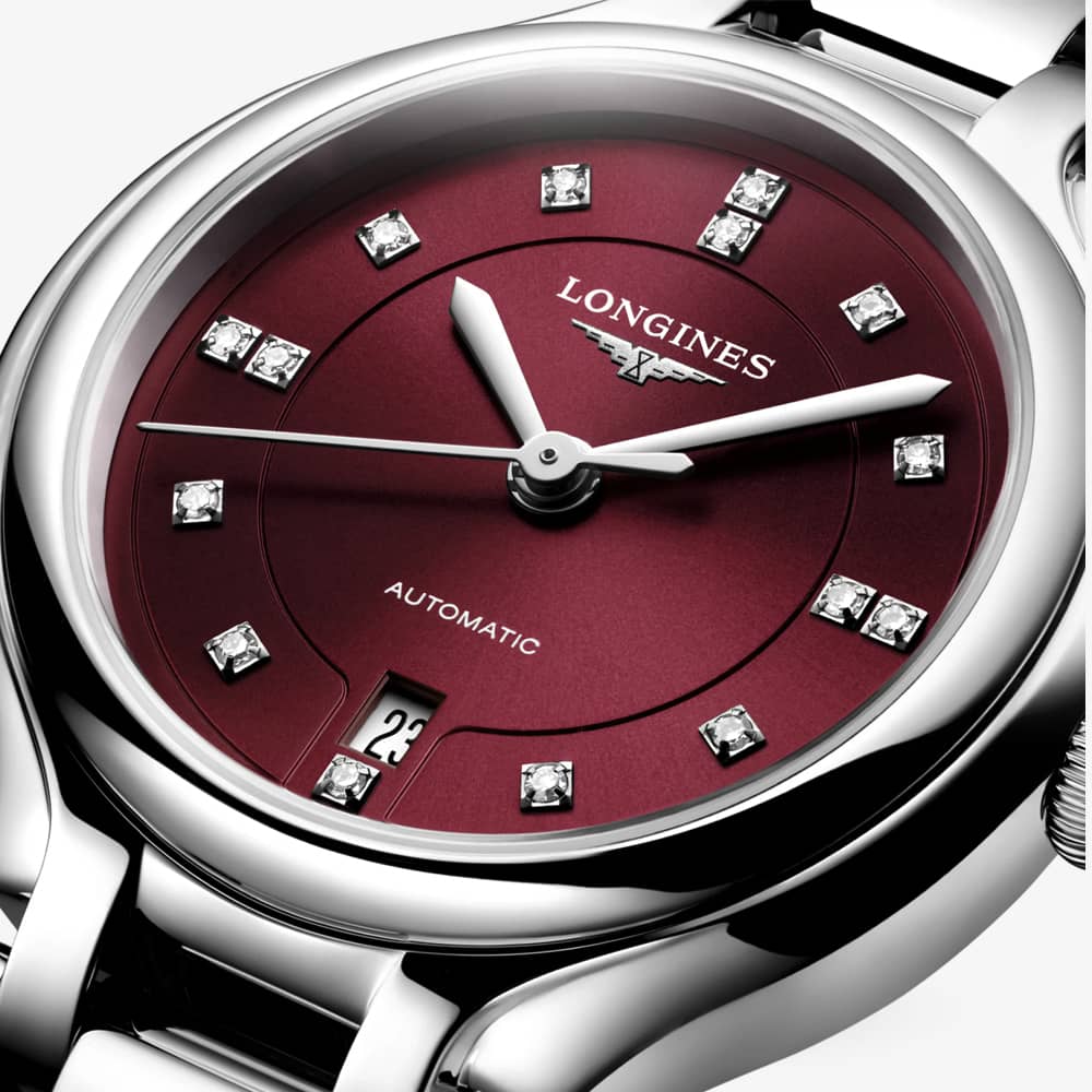 Longines Ladies PrimaLuna Red Dial Bracelet Watch L8.123.4.67.6