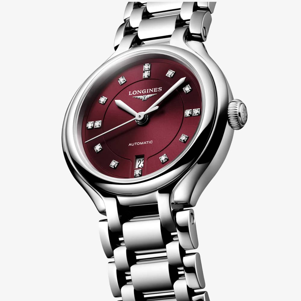 Longines Ladies PrimaLuna Red Dial Bracelet Watch L8.123.4.67.6