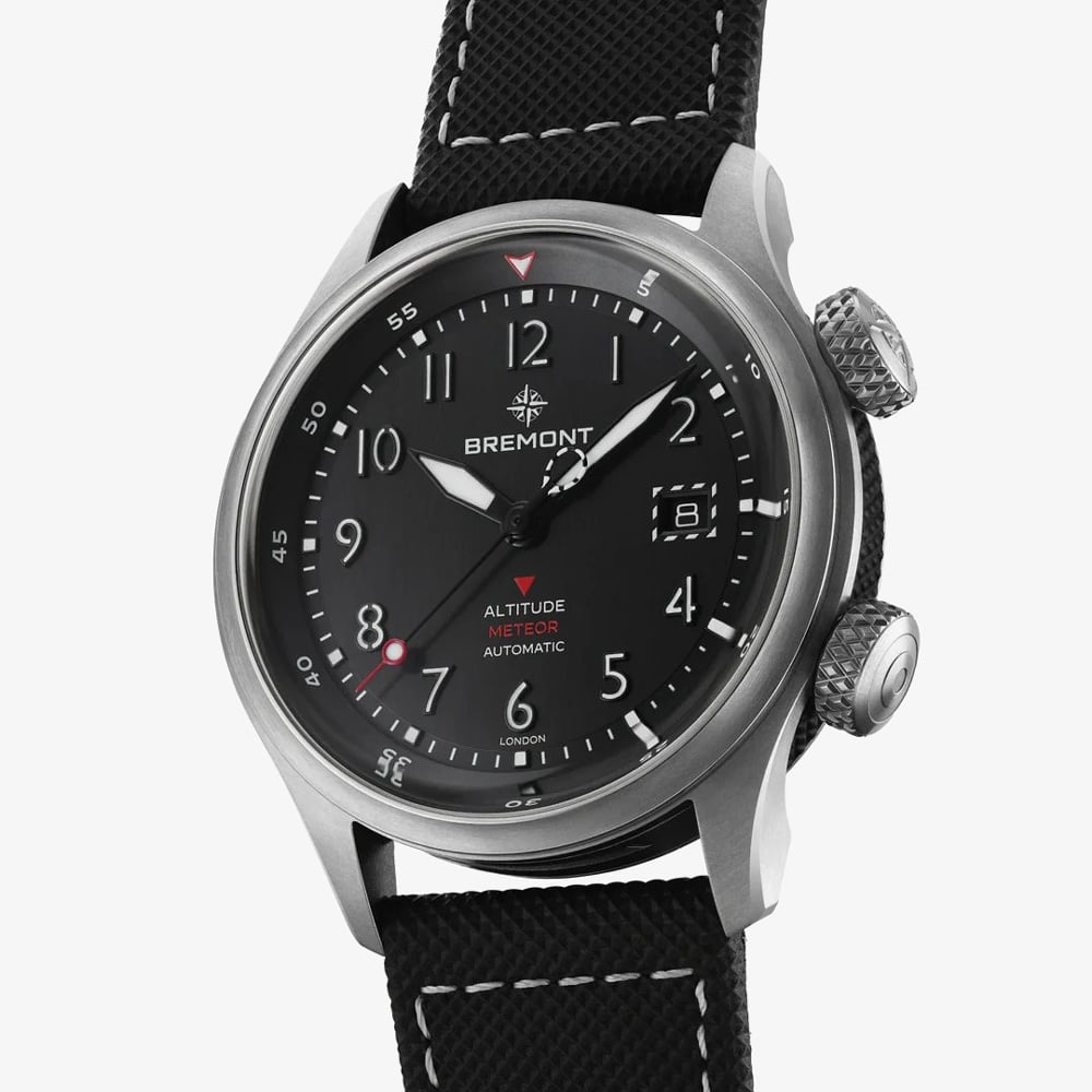 Bremont Mens Altitude Meteor Black Rubber Strap Watch ALT42-MT-TI-BKBK-L-S