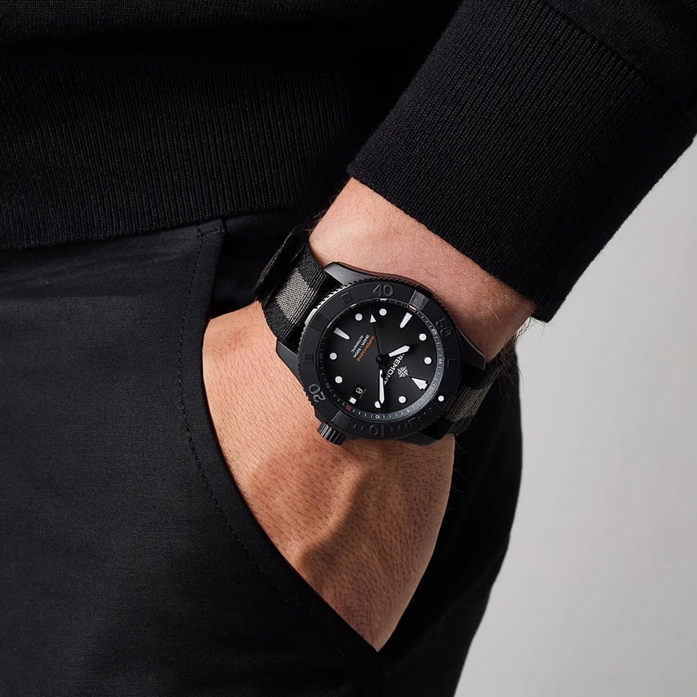 Bremont Mens Supermarine Full Ceramic Tactile Black Fabric Strap Watch SM43-DT-BKCER-BK-N-S