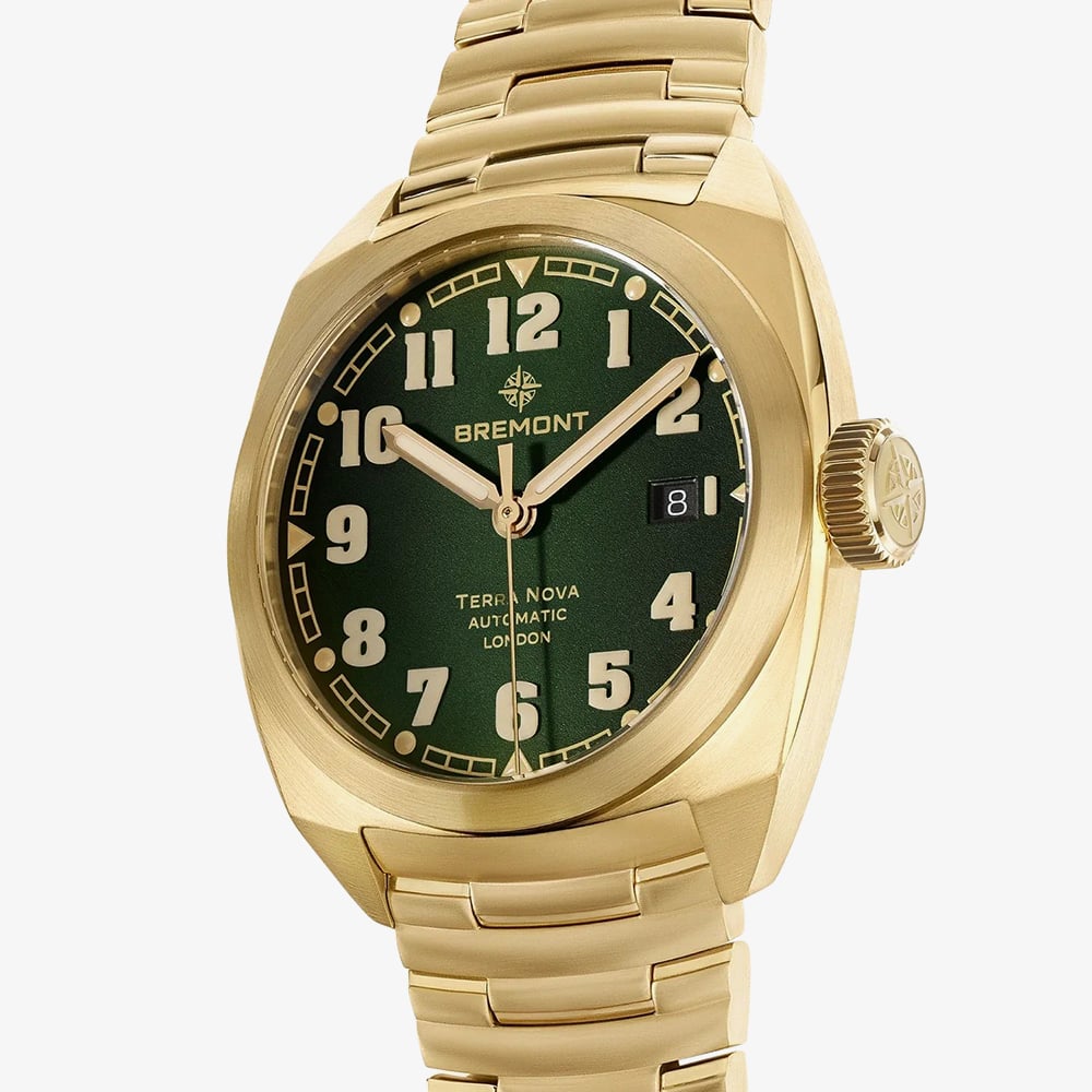Bremont Mens Terra Nova 40.5mm Date Bronze Bracelet Watch TN40-DT-BZ-GN-B