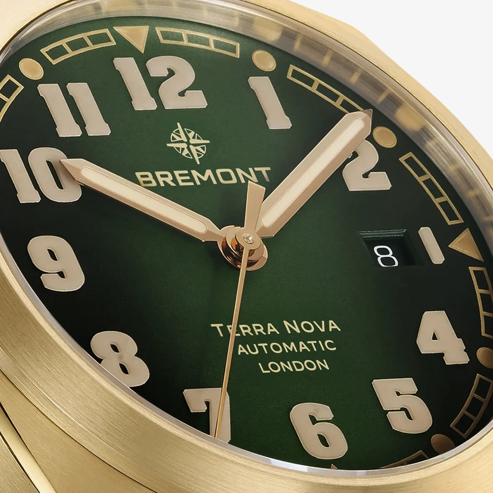 Bremont Mens Terra Nova 40.5mm Date Bronze Bracelet Watch TN40-DT-BZ-GN-B