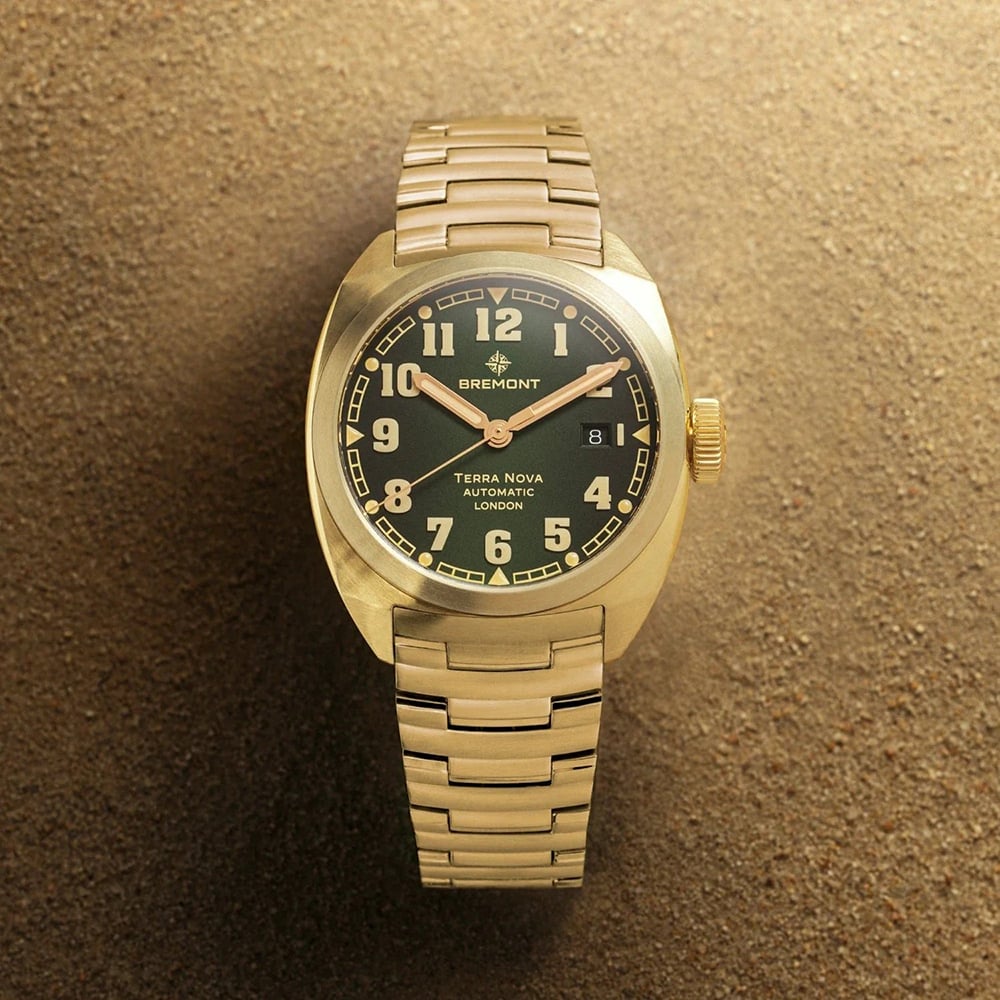 Bremont Mens Terra Nova 40.5mm Date Bronze Bracelet Watch TN40-DT-BZ-GN-B