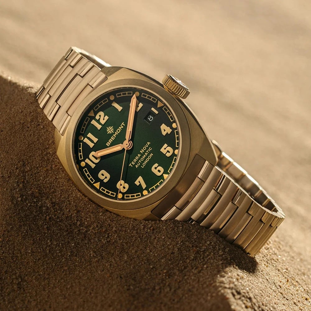 Bremont Mens Terra Nova 40.5mm Date Bronze Bracelet Watch TN40-DT-BZ-GN-B