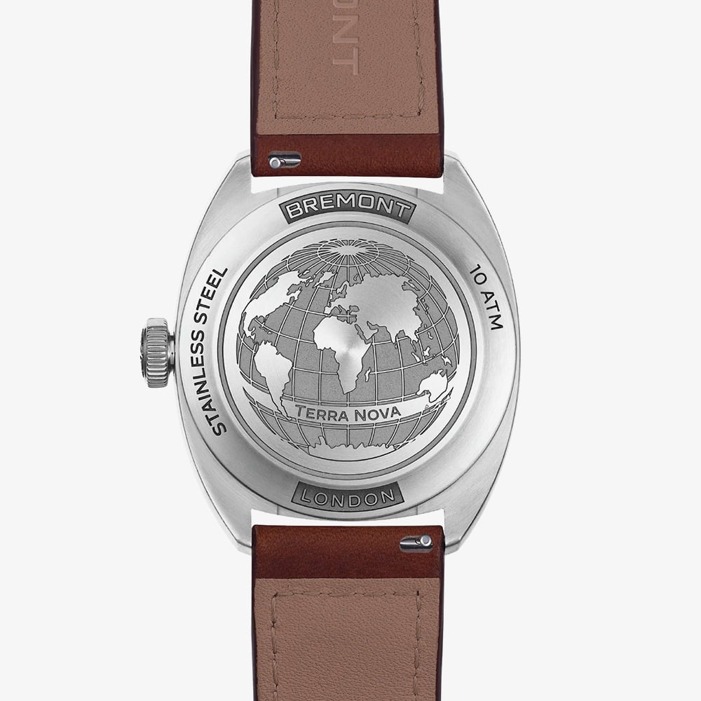 Bremont Mens Terra Nova 40.5mm Date Brown Leather Strap Watch TN40-DT-SS-GN-L-S