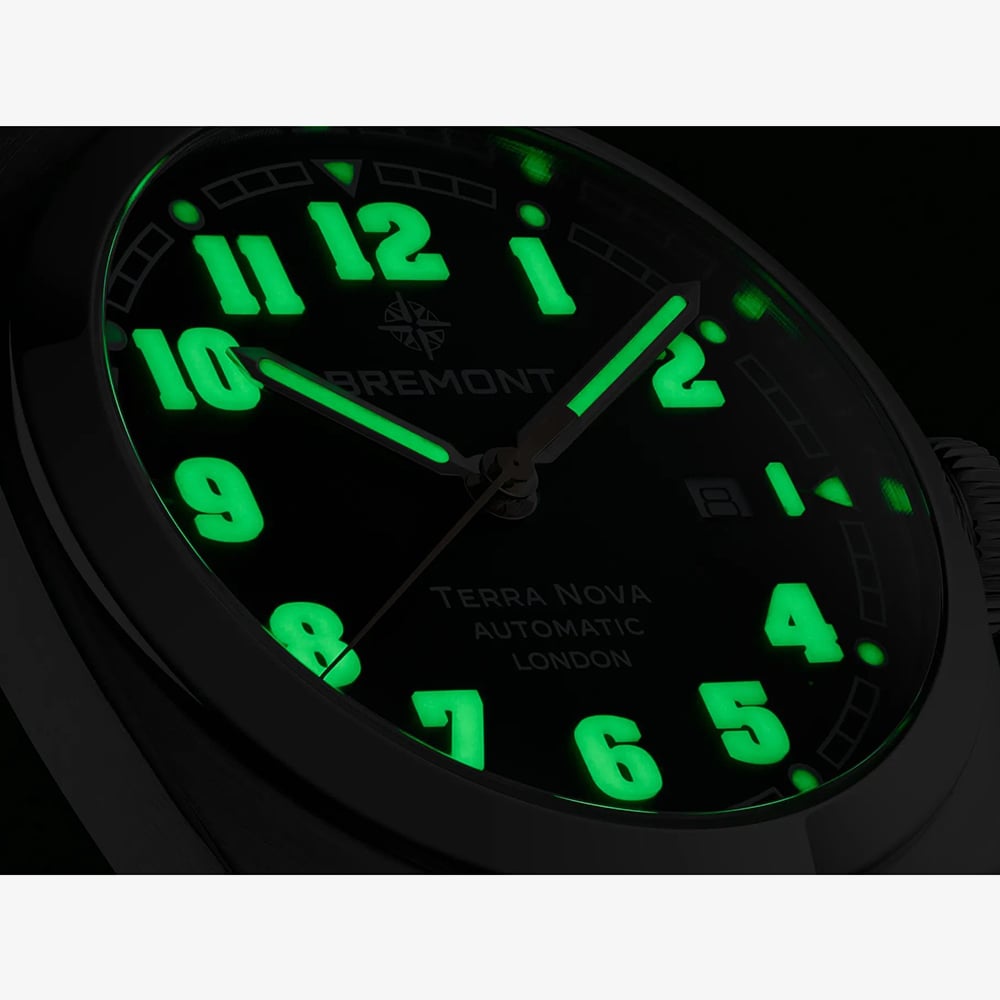 Bremont Mens Terra Nova 40.5mm Date Brown Leather Strap Watch TN40-DT-SS-GN-L-S
