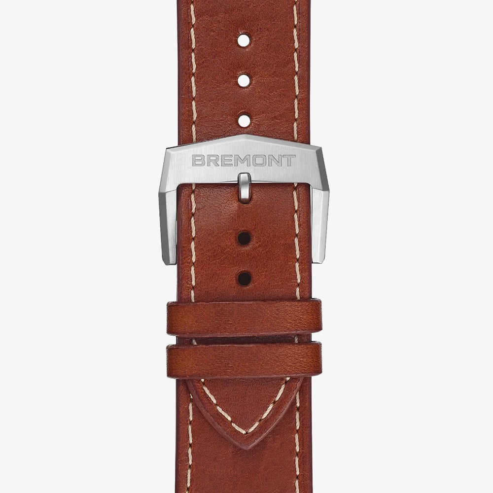 Bremont Mens Terra Nova 40.5mm Date Brown Leather Strap Watch TN40-DT-SS-GN-L-S