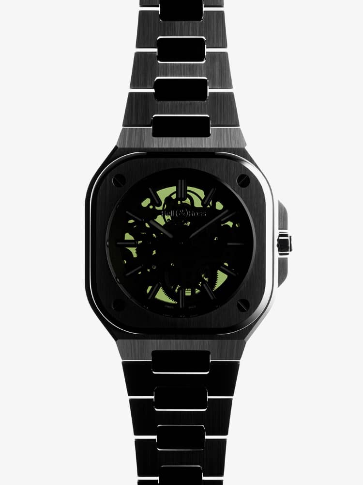 Bell & Ross Mens Limited Edition BR 05 Skeleton Green Watch BR05A-GN-SKST/SST