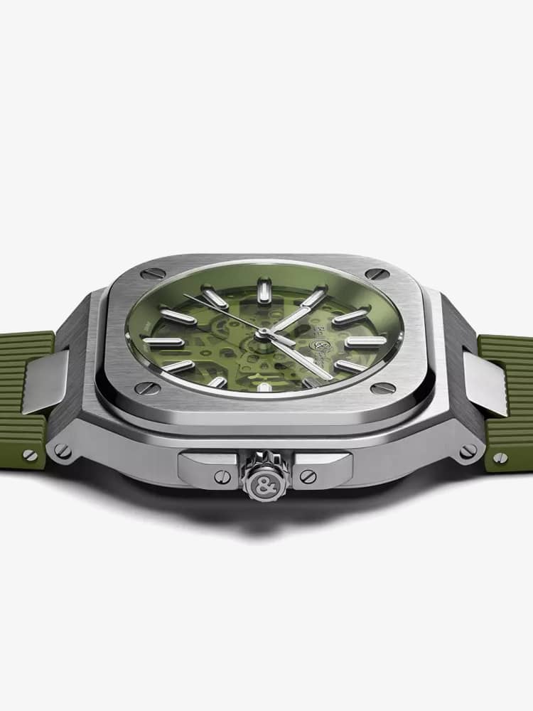 Bell & Ross Mens Limited Edition BR 05 Skeleton Green Watch BR05A-GN-SKST/SST