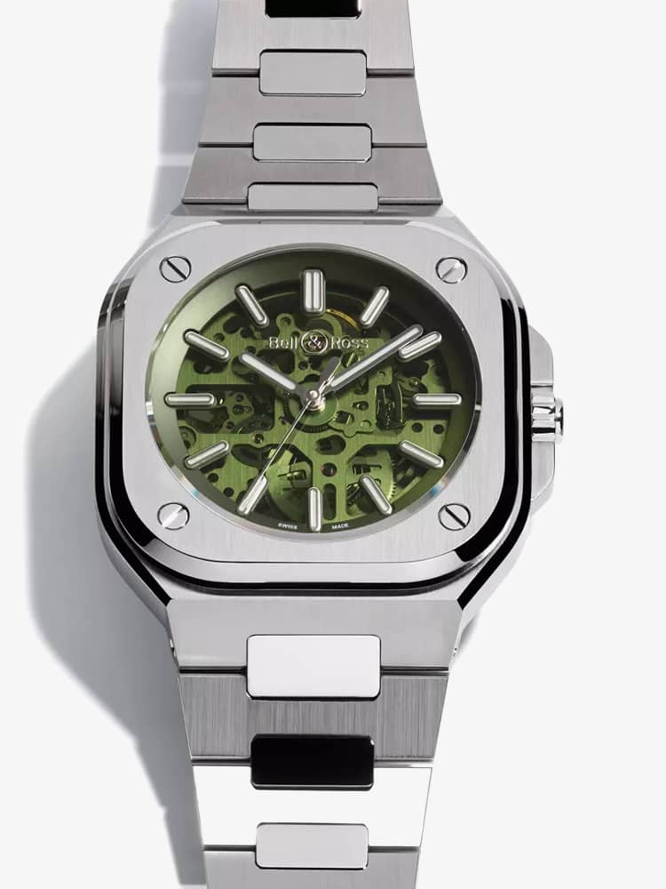 Bell & Ross Mens Limited Edition BR 05 Skeleton Green Watch BR05A-GN-SKST/SST