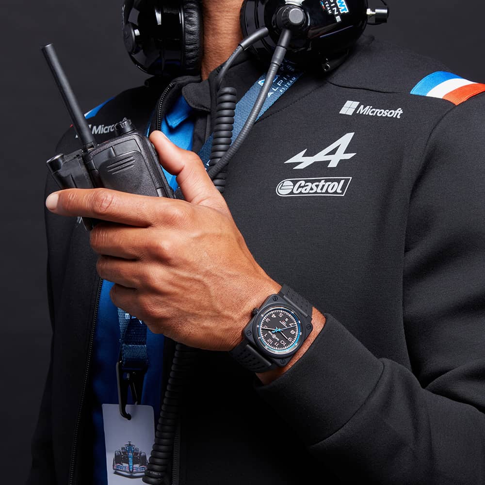 Bell & Ross Mens Alpine F1 Ceramic Black Watch BR0392-A522-CE/SRB