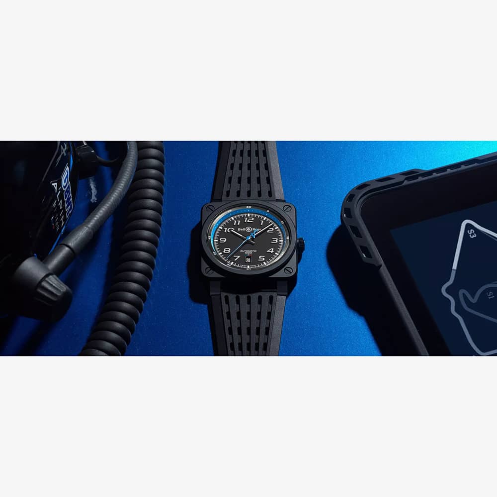 Bell & Ross Mens Alpine F1 Ceramic Black Watch BR0392-A522-CE/SRB