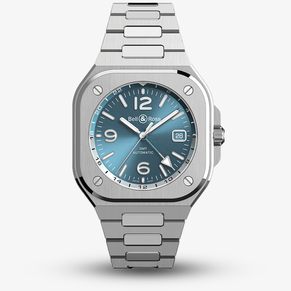 House of Watches - Bell & Ross Mens BR 05 GMT Sky Blue Watch BR05G-PB-ST/SST