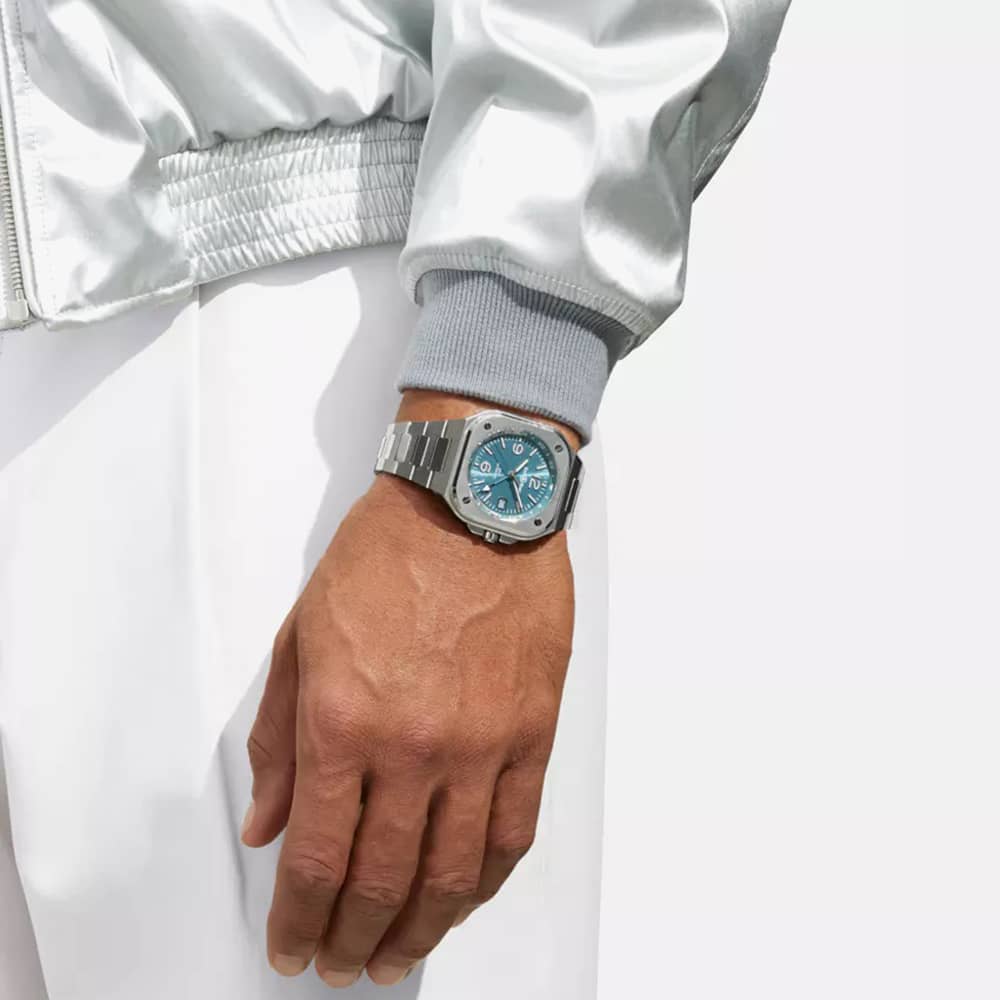 Bell & Ross Mens BR 05 GMT Sky Blue Watch BR05G-PB-ST/SST