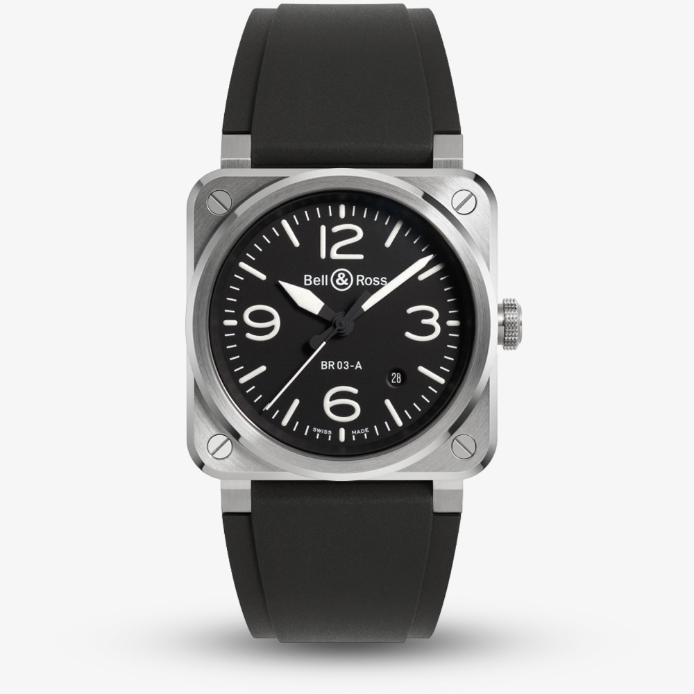House of Watches - Bell & Ross BR03 Black Steel Automatic Black Dial Watch BR03A-BL-ST/SRB