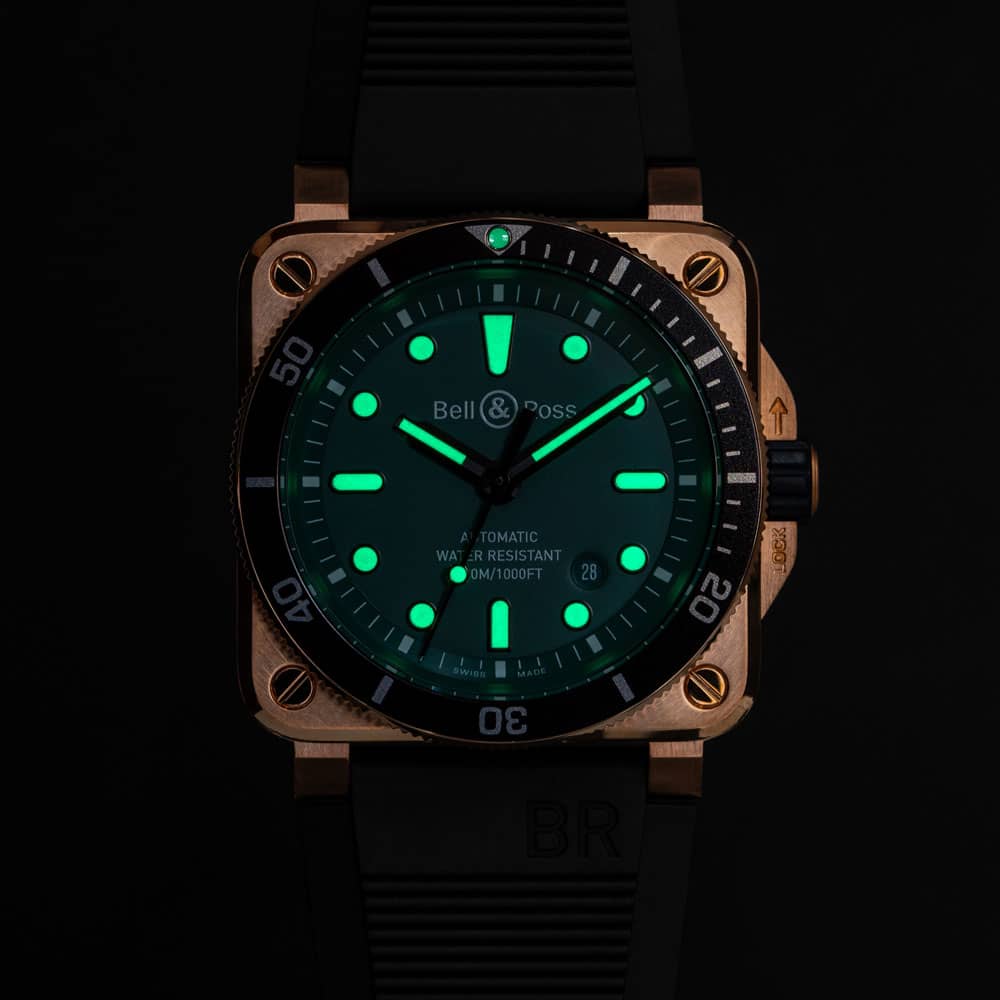 Bell & Ross BR 03-92 Diver Black & Green Bronze Watch BR0392-D-LT-BR/SRB