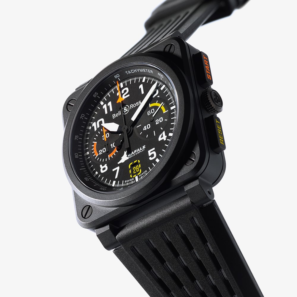Bell & Ross Mens Limited Edition BR-03 Rafale Solo Display Black Chronograph Watch BR0394-RSD-CE/SRB