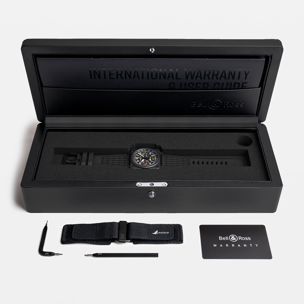 Bell & Ross Mens Limited Edition BR-03 Rafale Solo Display Black Chronograph Watch BR0394-RSD-CE/SRB