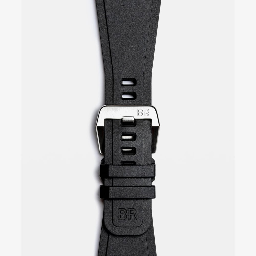 Bell & Ross Mens Limited Edition BR-03 GMT Green Dial Rubber Strap Watch BR0393-GN-ST/SRB