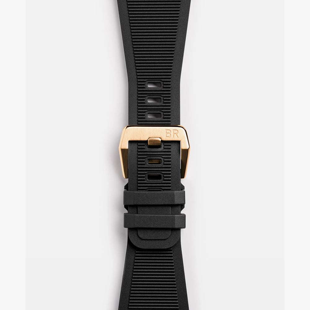 Bell & Ross Mens Limited Edition BR-03 Diver Bronze Case Rubber Strap Watch BR03A-D-BL-BR/SRB