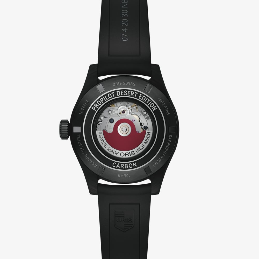 Oris Mens Propilot Desert Edition Brown Dial Black Rubber Strap Watch 01 733 7802 8766-07 4 20 30GLC