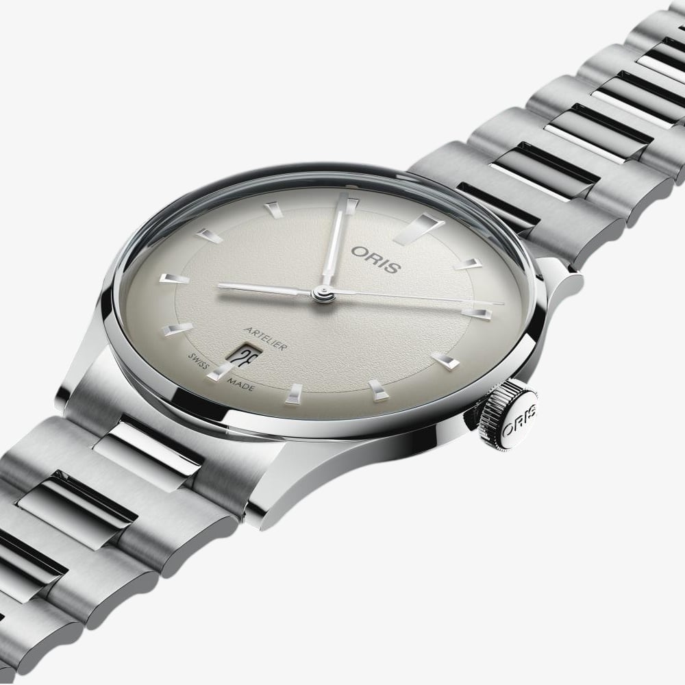 Oris Mens Artelier Date White Dial Stainless Steel Bracelet Watch 01 733 7810 4051-07 8 20 20