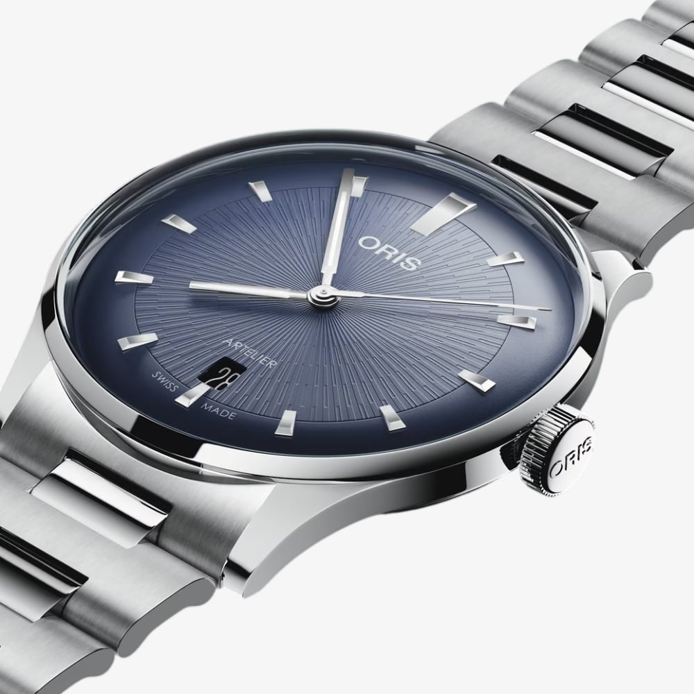 Oris Mens Artelier Date Blue Dial Stainless Steel Bracelet Watch 01 733 7810 4055-07 8 20 20