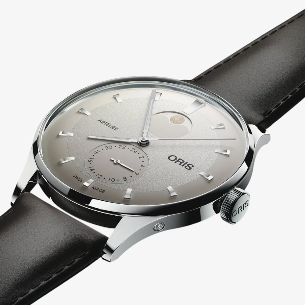 Oris Mens Artelier Complication White Dial Dark Brown Leather Strap Watch 01 782 7811 4051-07 6 20 17FC