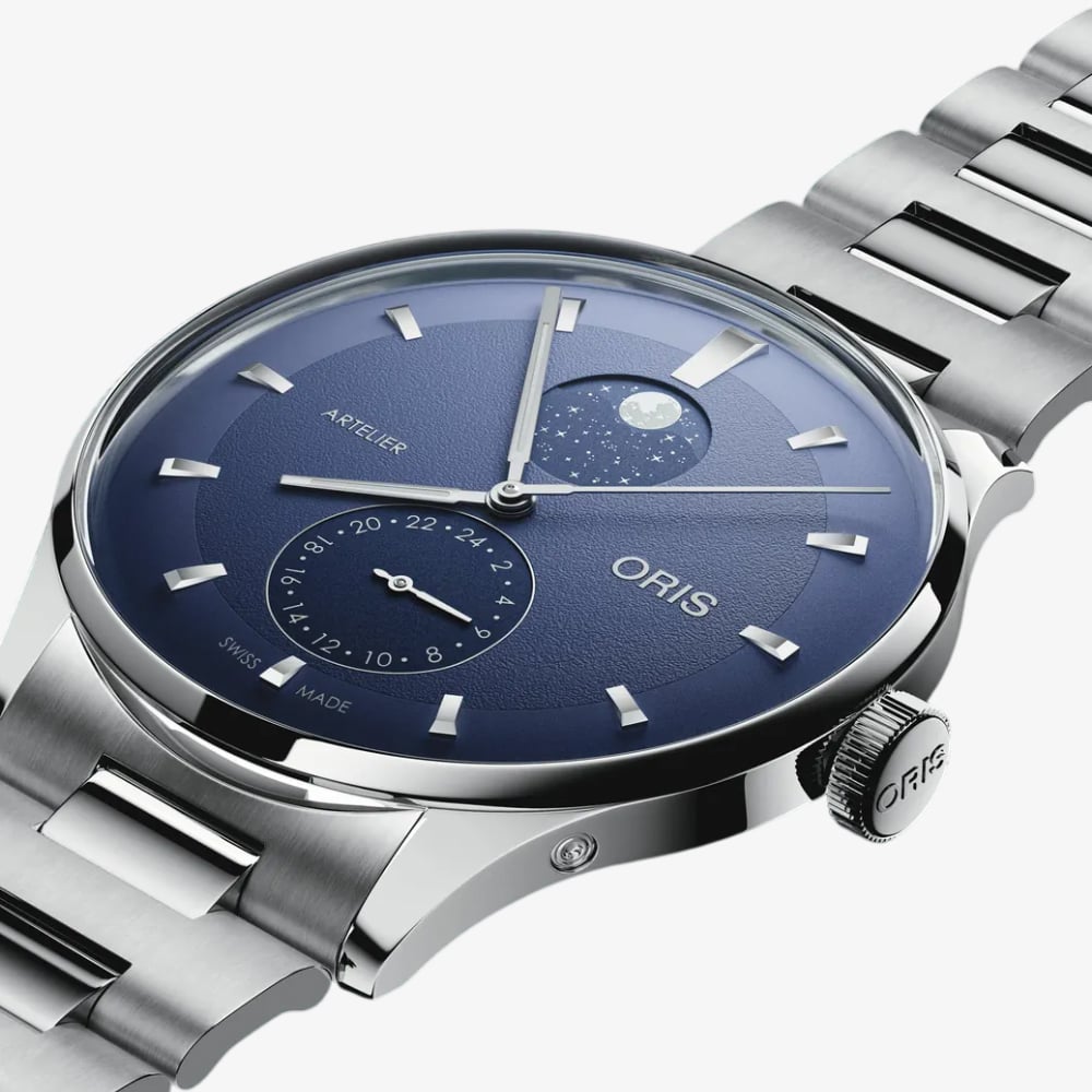 Oris Mens Artelier Complication Blue Dial Stainless Steel Bracelet Watch 01 782 7811 4055-07 8 20 20