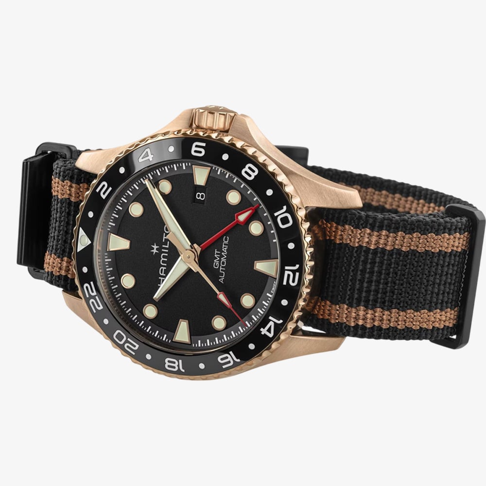Hamilton Mens Khaki Navy Scuba Automatic GMT Fabric Strap Watch H82565930
