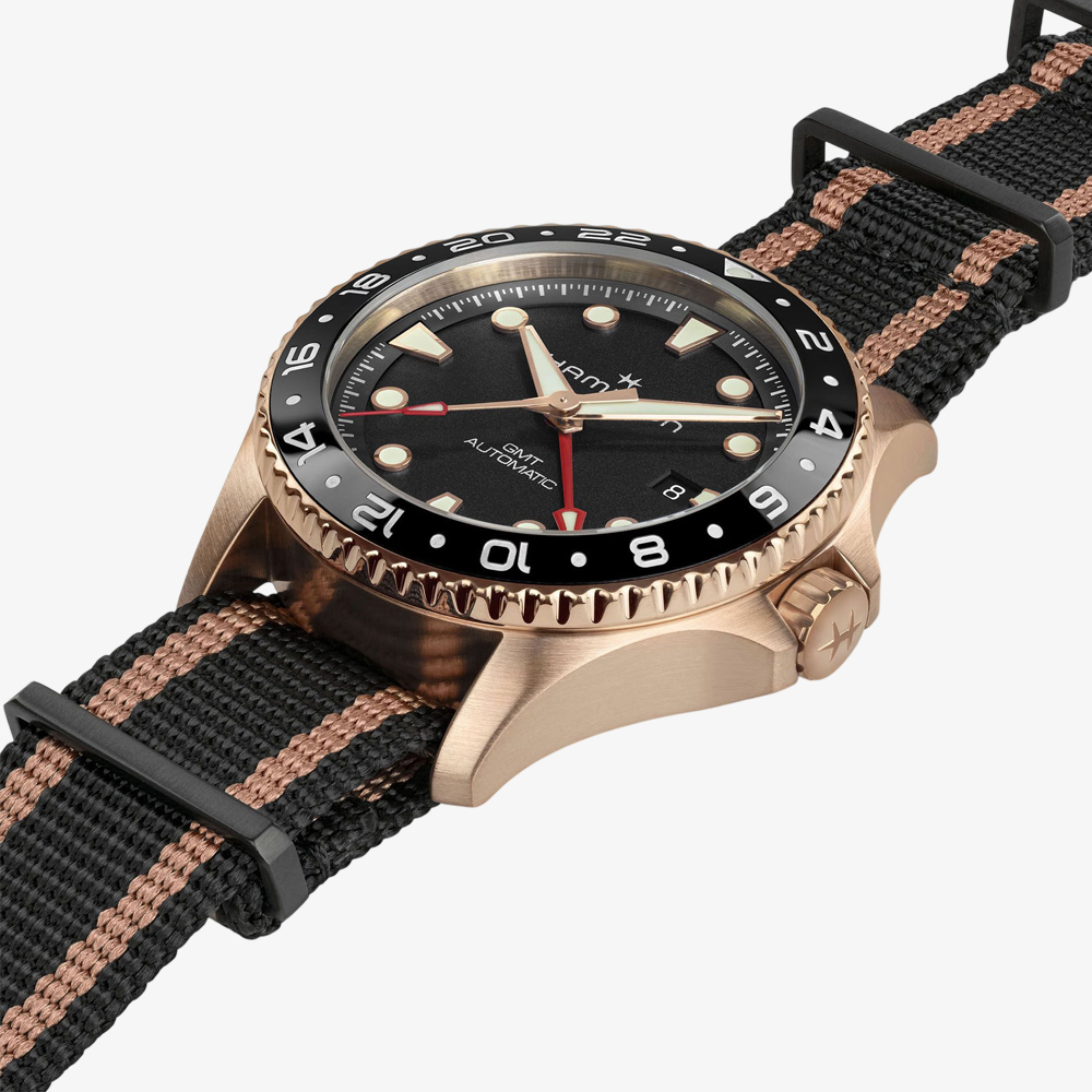 Hamilton Mens Khaki Navy Scuba Automatic GMT Fabric Strap Watch H82565930
