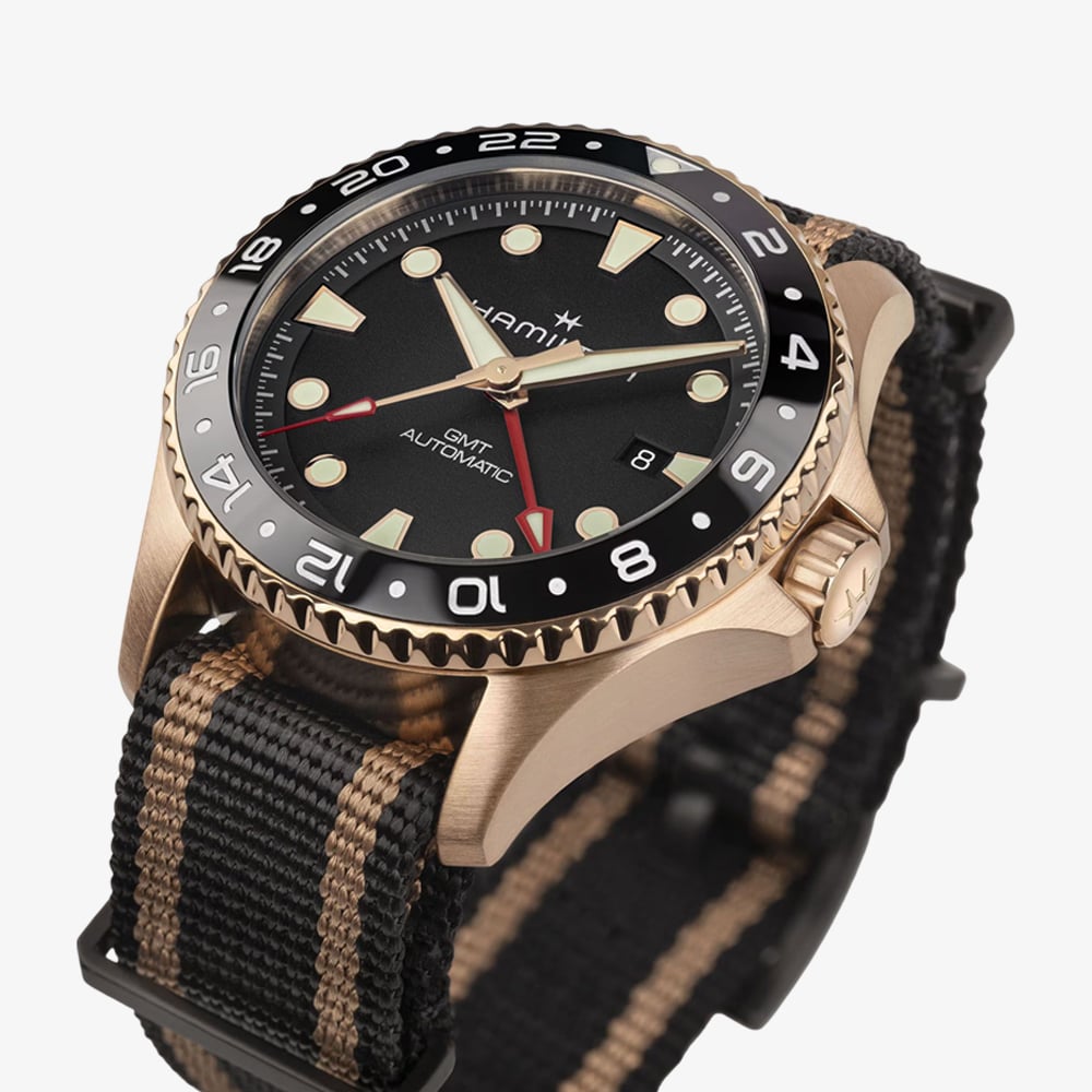 Hamilton Mens Khaki Navy Scuba Automatic GMT Fabric Strap Watch H82565930