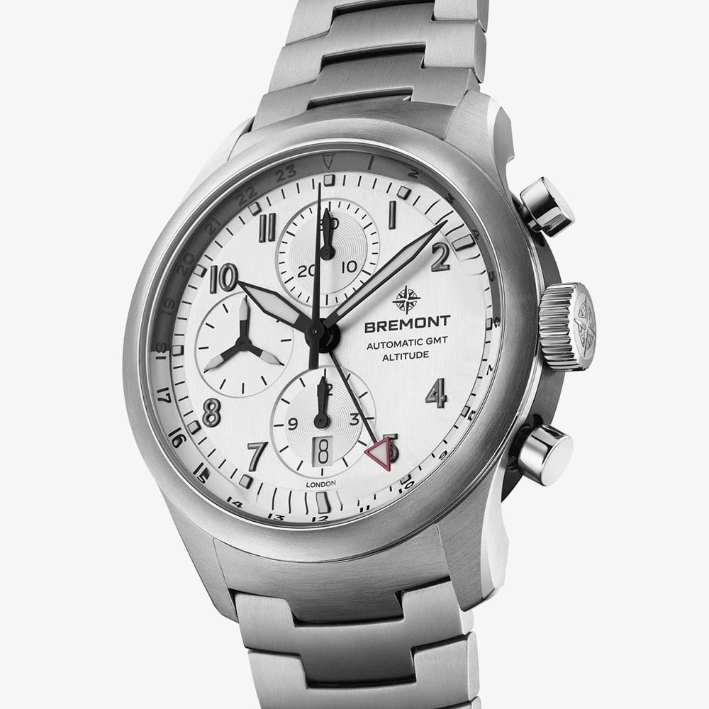Bremont Mens Altitude Chronograph GMT Stainless Steel Bracelet Watch ALT42-CHR-G-SS-SI-B