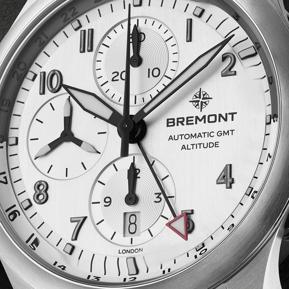 Bremont Mens Altitude Chronograph GMT Stainless Steel Bracelet Watch ALT42-CHR-G-SS-SI-B