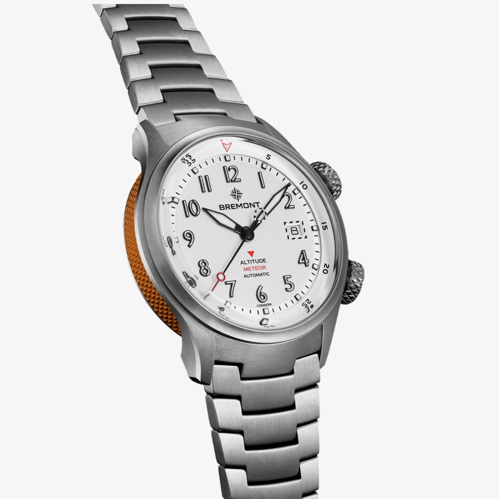 Bremont Mens Altitude MB Meteor Orange Barrel White Dial Watch ALT42-MT-TI-SIOR-B