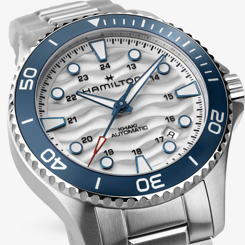 Hamilton Mens Khaki Navy Scuba 40mm Automatic White Dial Stainless Steel Bracelet Watch H82425110